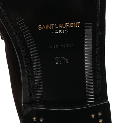 Saint Laurent Suede Le Loafer 15 Penny Slippers 37.5 Dark Chocolate 7 of 10