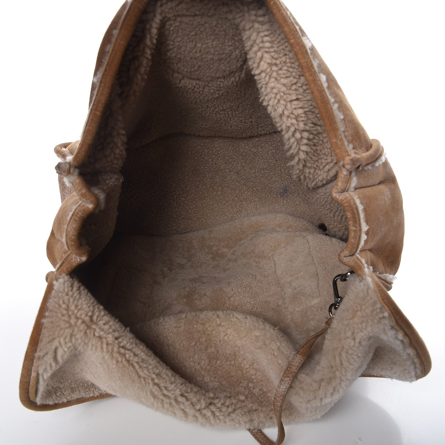 Prada Shearling Flap Shoulder Bag Beige 8 of 12