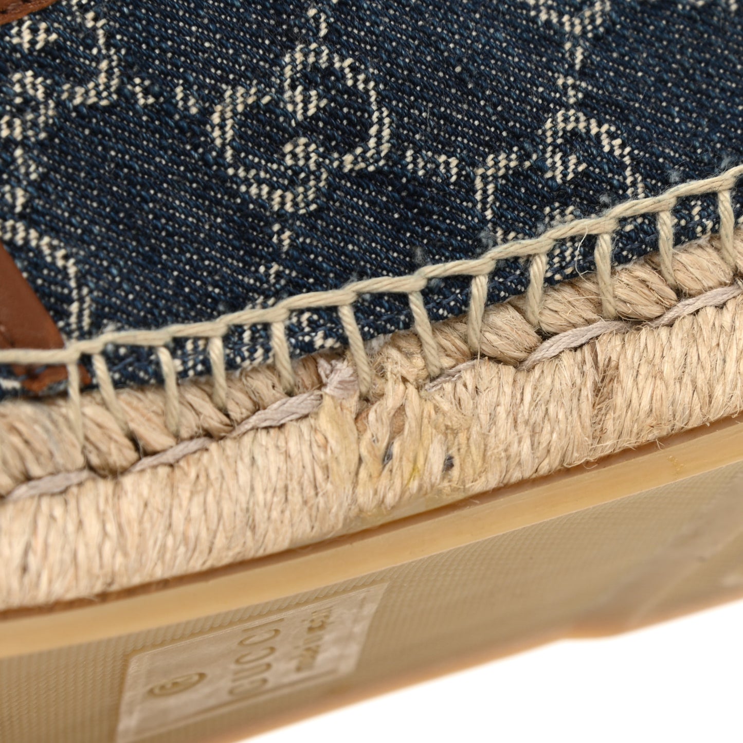 Denim GG Monogram Espadrilles 39.5 Blue Tea Cuir