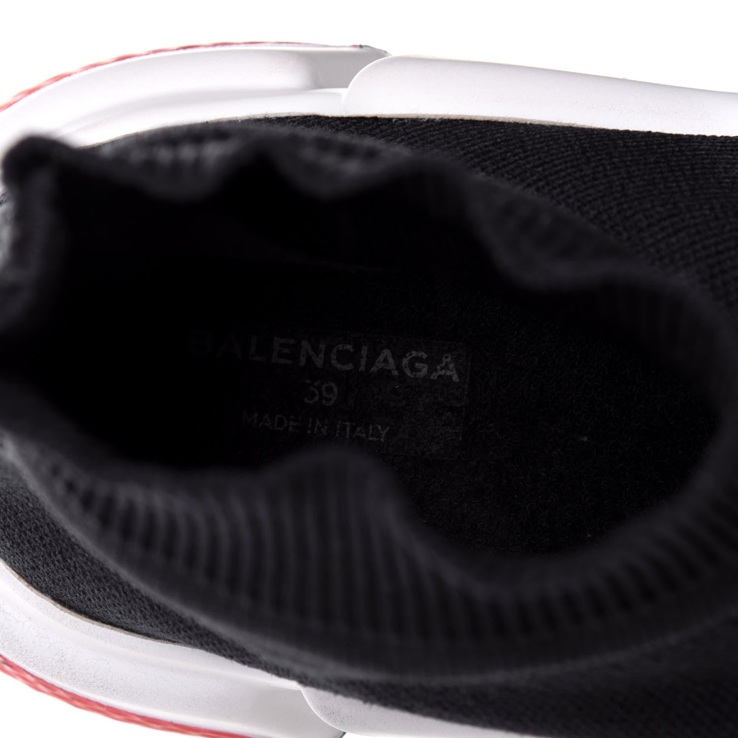 Balenciaga Neoprene Knit Womens Speed Sneakers 39 Black White Red 9 of 10
