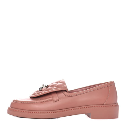 Chanel Lambskin Quilted CC Turnlock Loafers 37 Dark Pink 1 of 10