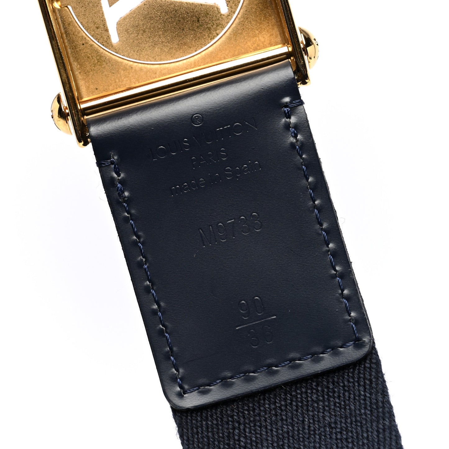 Canvas Monogram LV Cut Belt 90 36 Navy