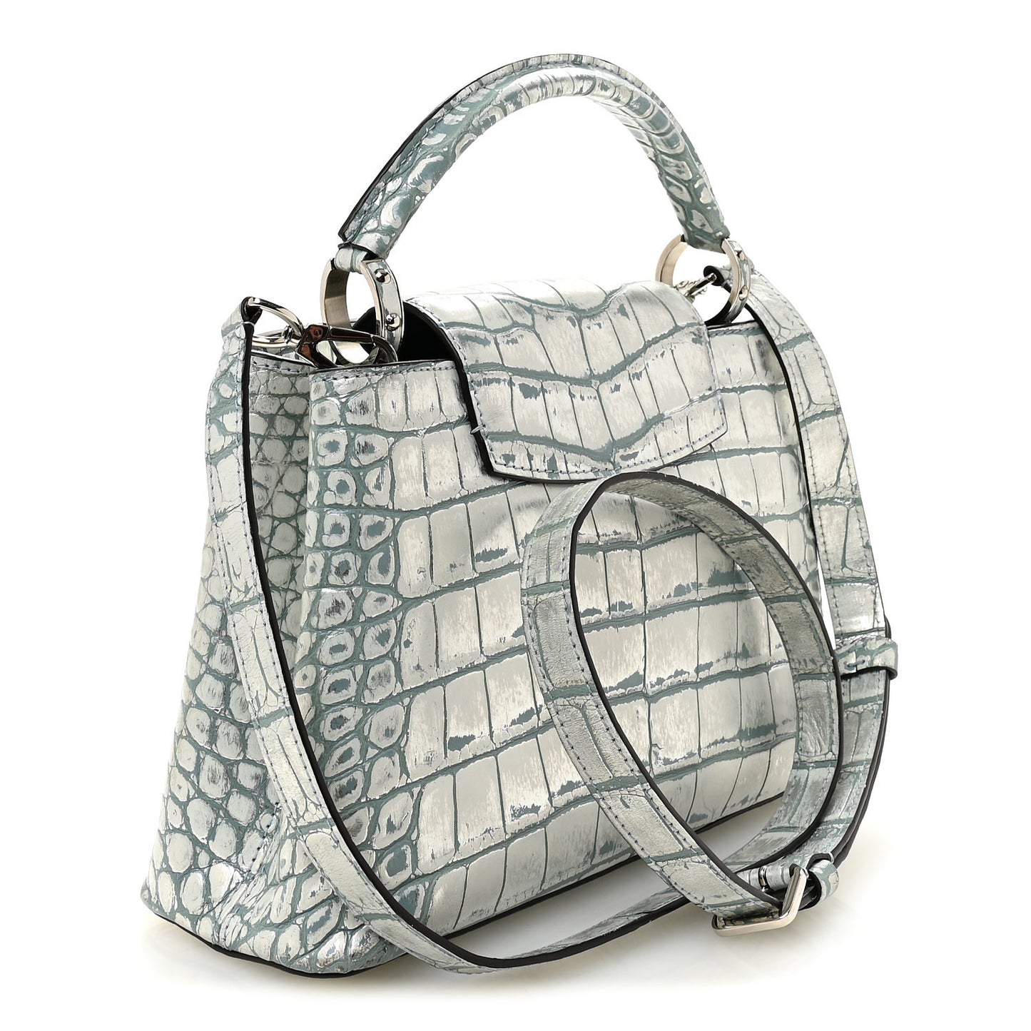 Alligator Capucines BB Blue Silver