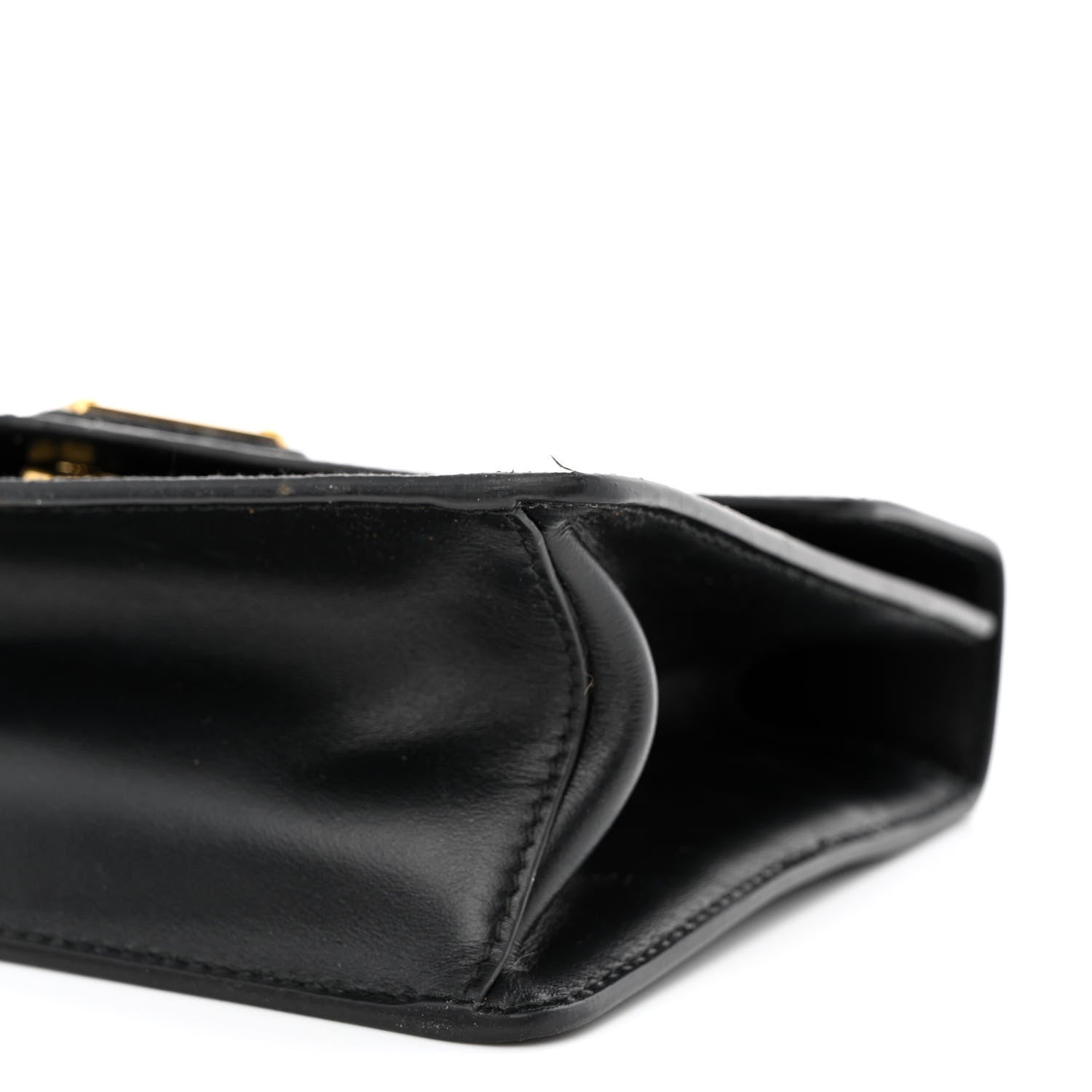 Prada Saffiano Soft Calfskin Metal Triangle Logo Envelope Chain Shoulder Bag Black 11 of 11