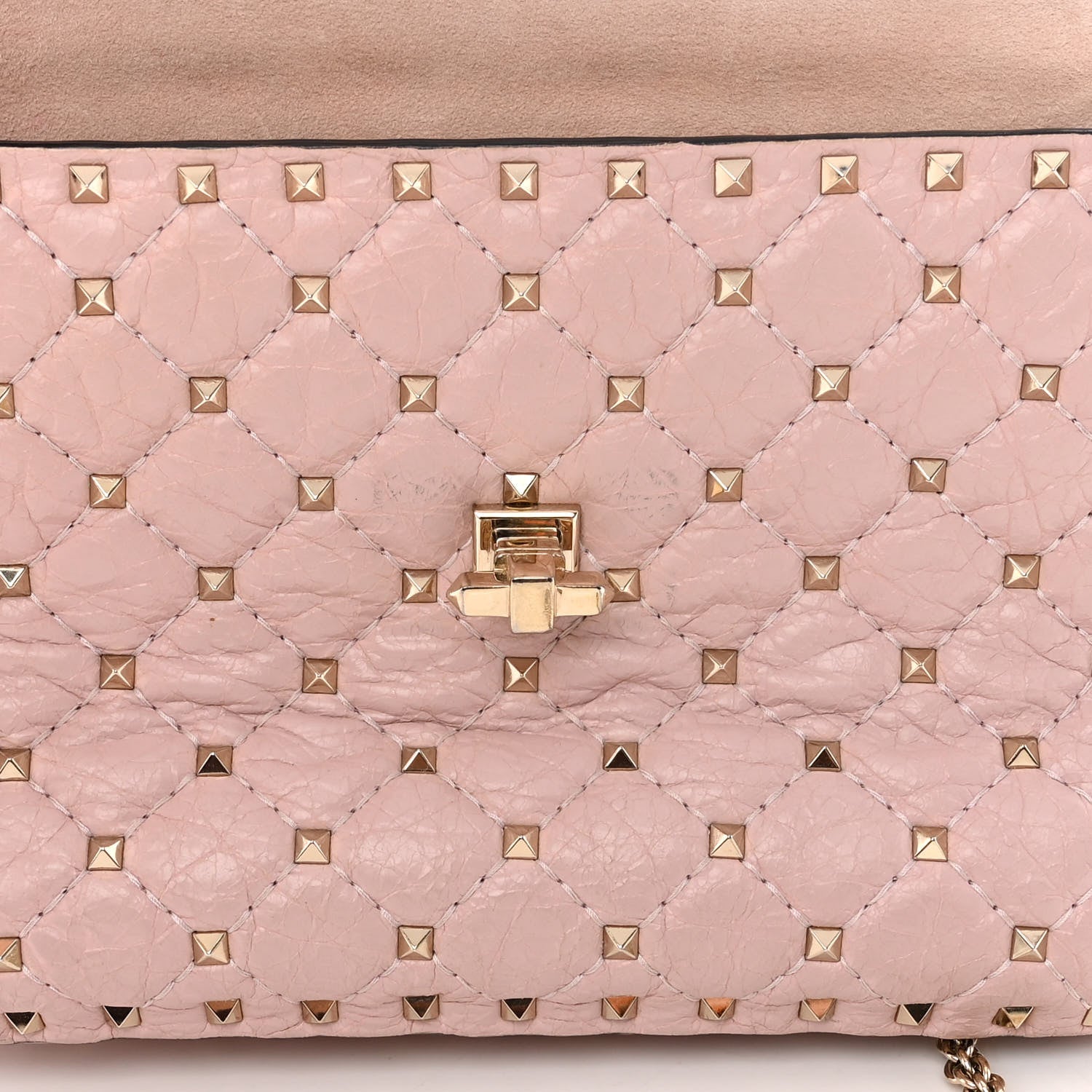 Valentino Garavani Craquele Nappa Medium Rockstud Spike Shoulder Bag Water Rose 15 of 18