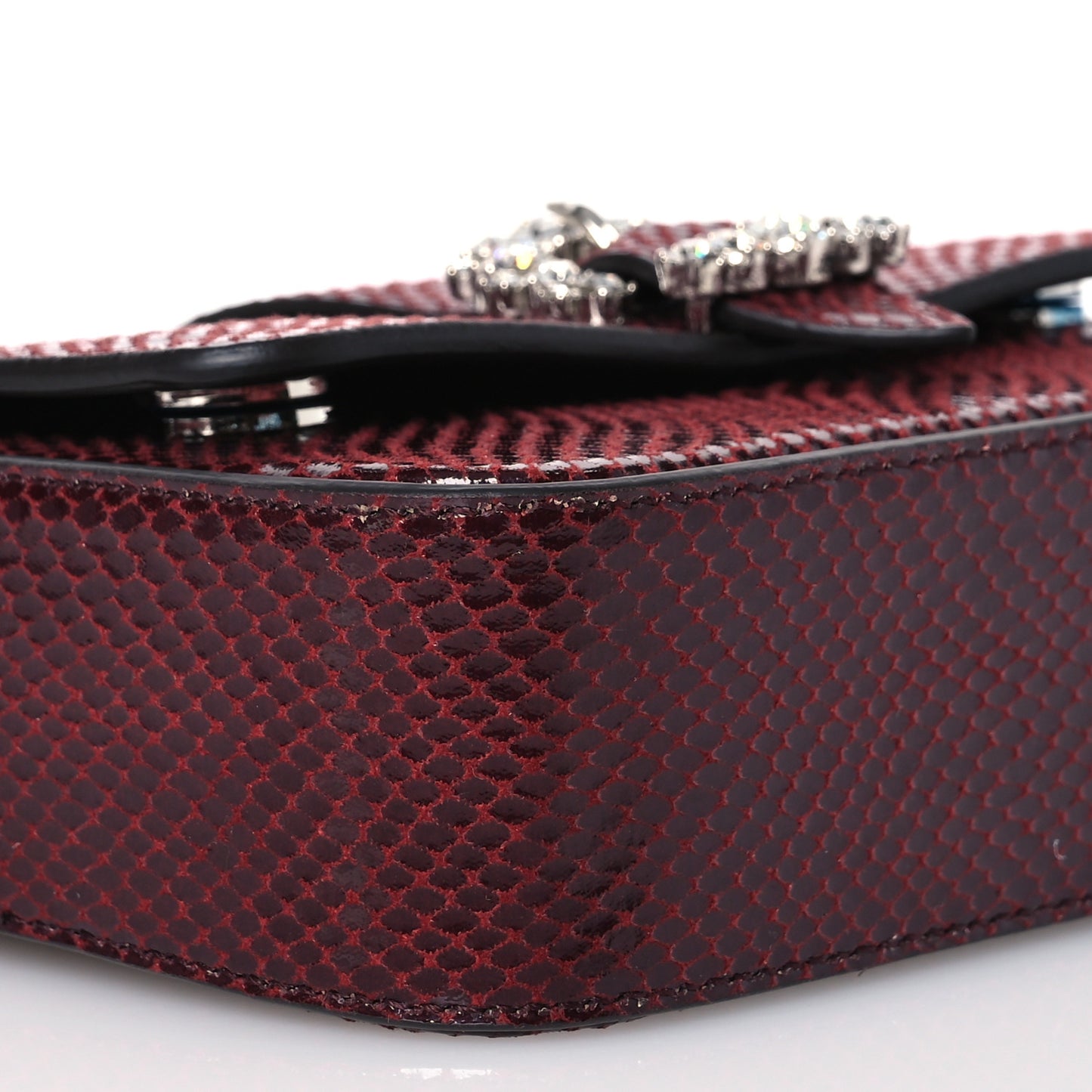 Calfskin Lizard Embossed Crystal Cheri Crossbody Bordeaux
