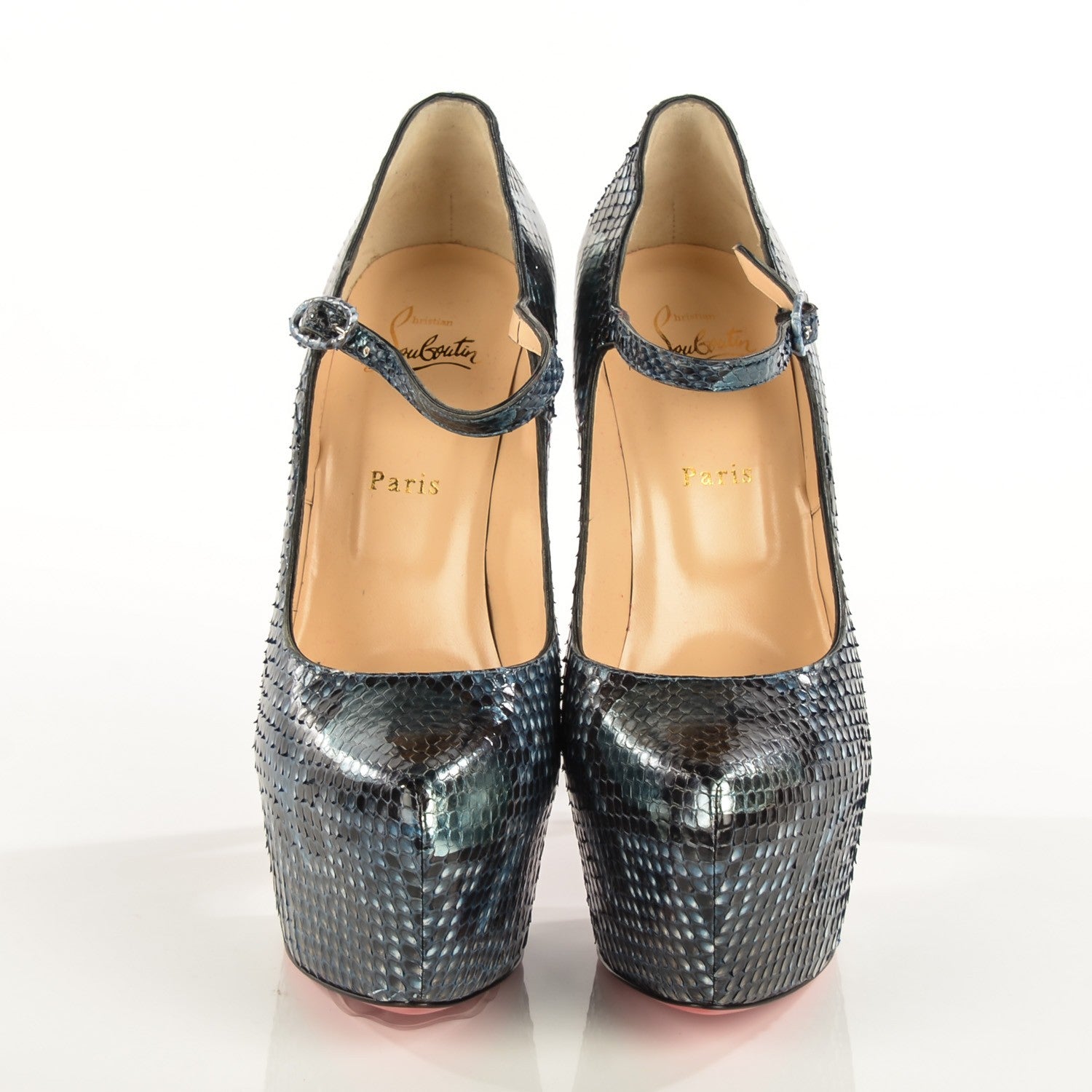 Christian Louboutin Python Lady Daf 160 Platform Pumps 41 Navy 2 of 7