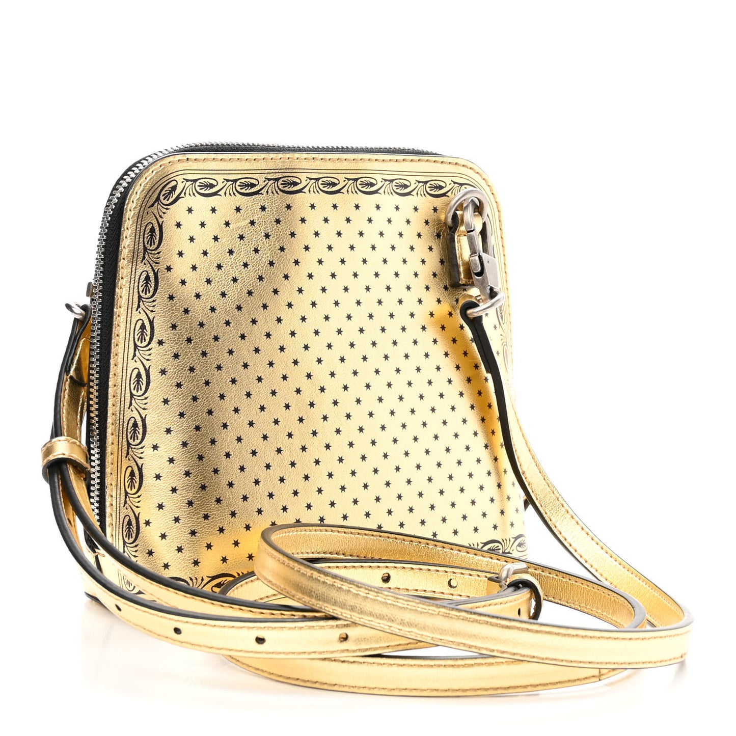 X SEGA Calfskin GUCCY Stars Mini Dome Shoulder Bag Gold