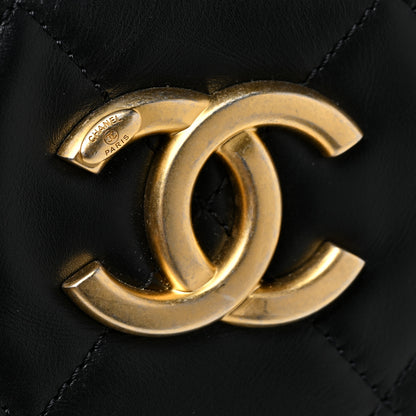 Chanel Calfskin Quilted CC Front Pocket Shopping Tote Black 12 of 12