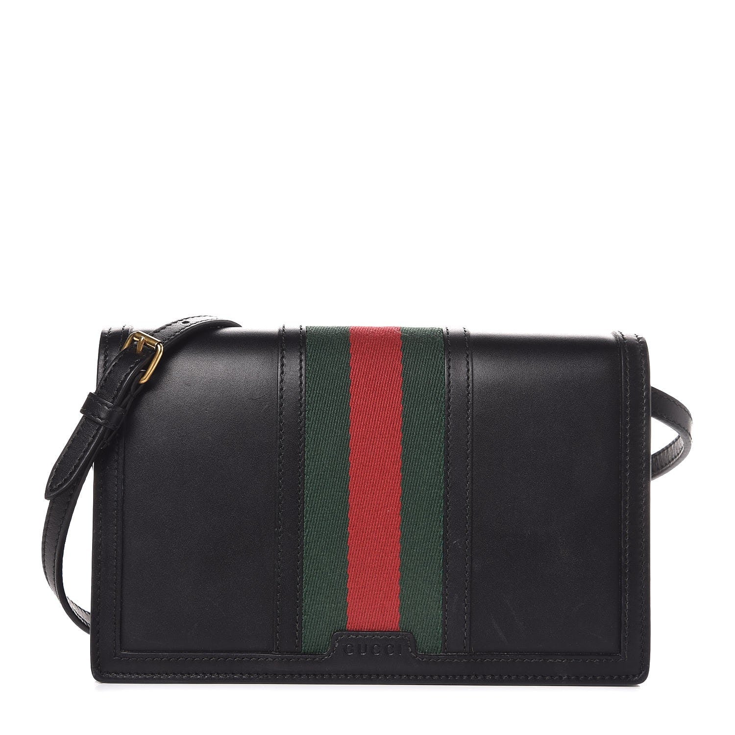 Gucci Calfskin Web Wallet with Strap Black 1 of 11