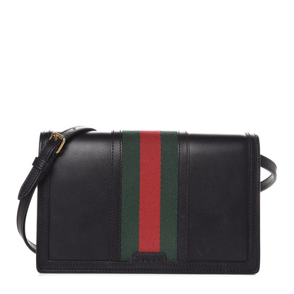 Gucci Calfskin Web Wallet with Strap Black 1 of 11