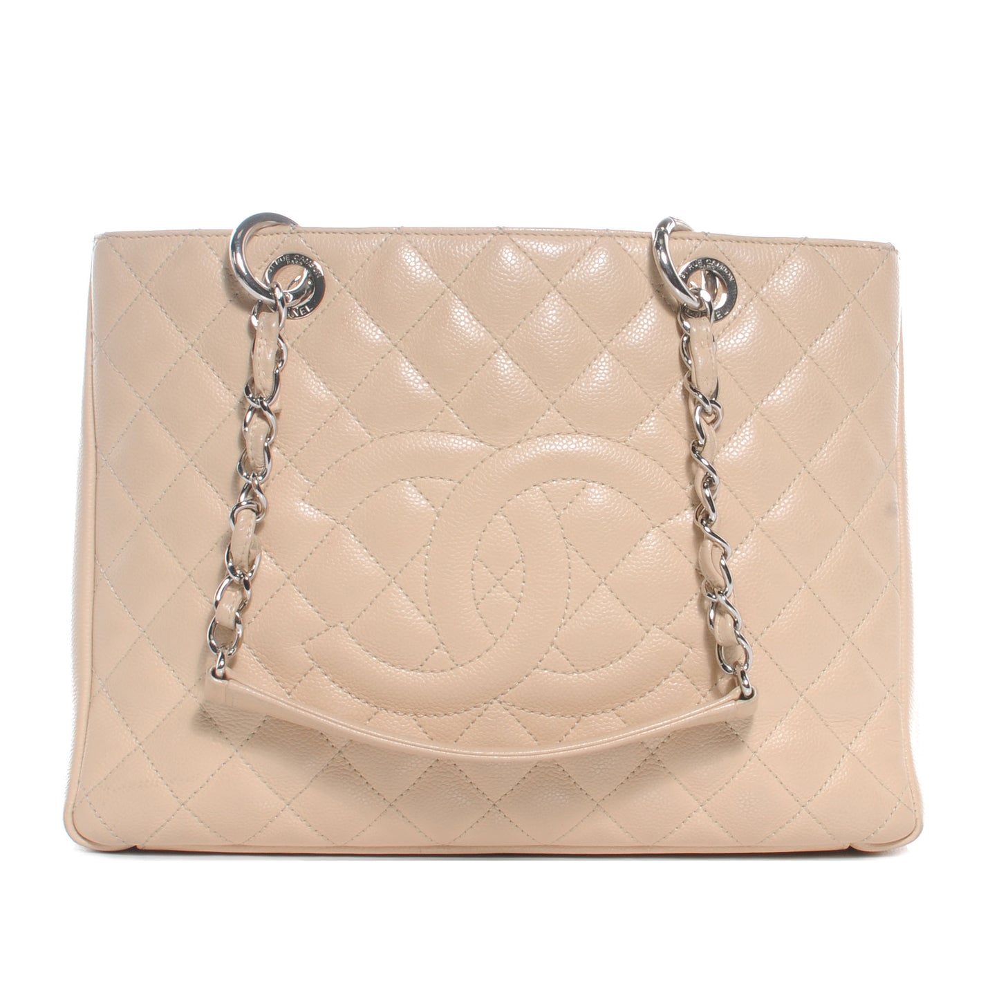 Caviar Quilted Grand Shopping Tote GST Beige