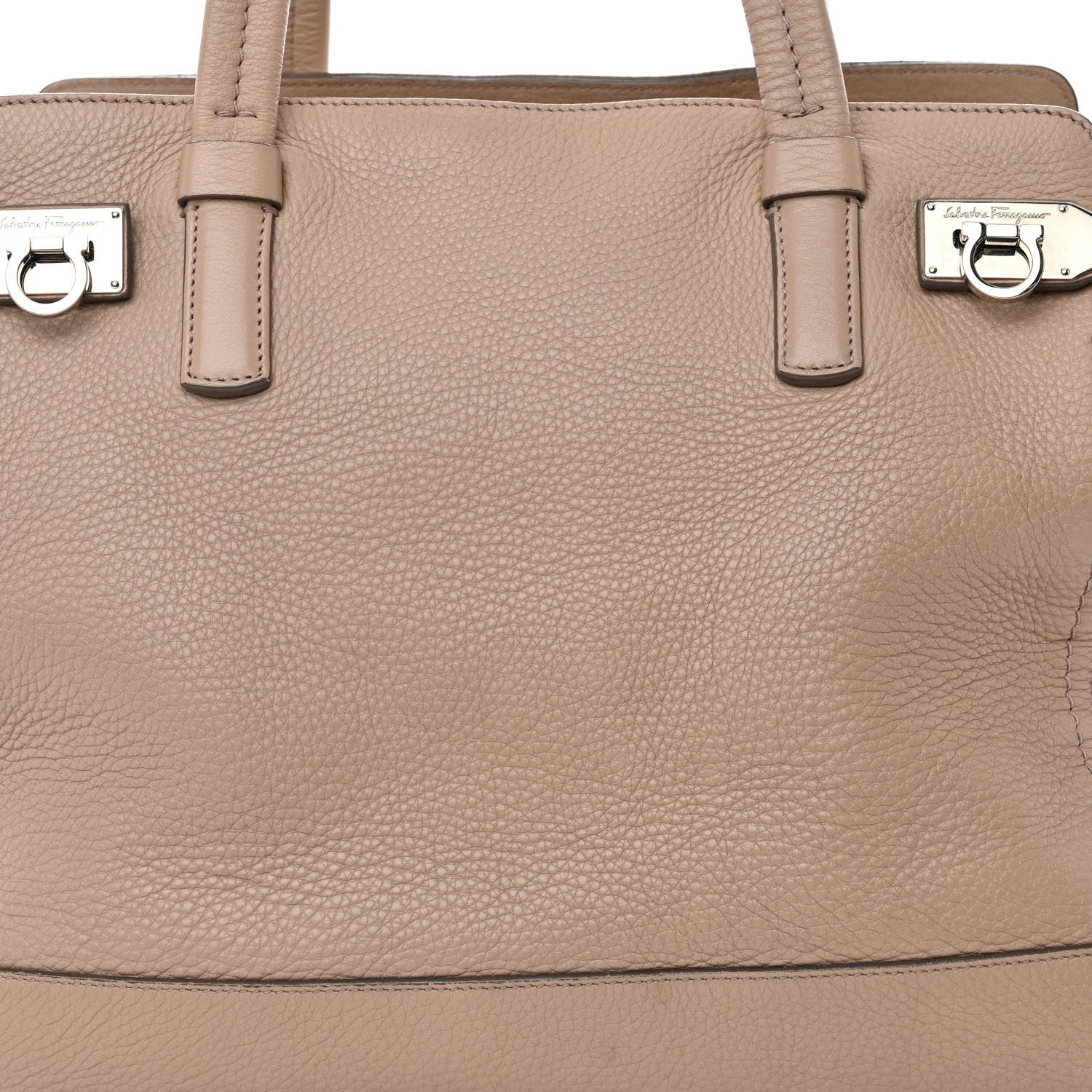 Salvatore Ferragamo Calfskin Large Verve Double Zip Tote Beige 8 of 11