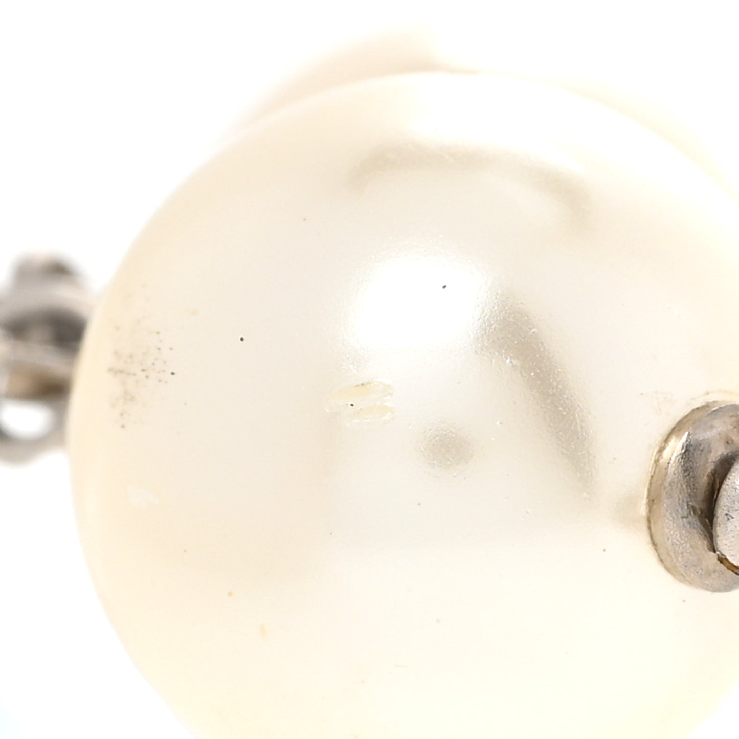 Graduated Pearl Crystal CC Long Necklace Silver