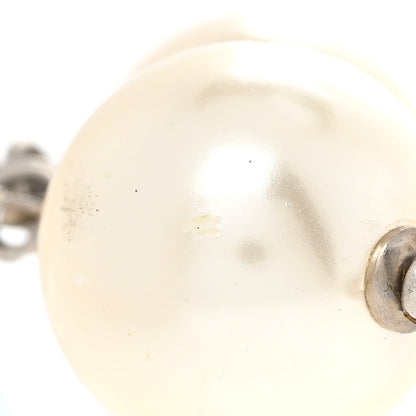 Chanel Graduated Pearl Crystal CC Long Necklace Silver 9 of 9