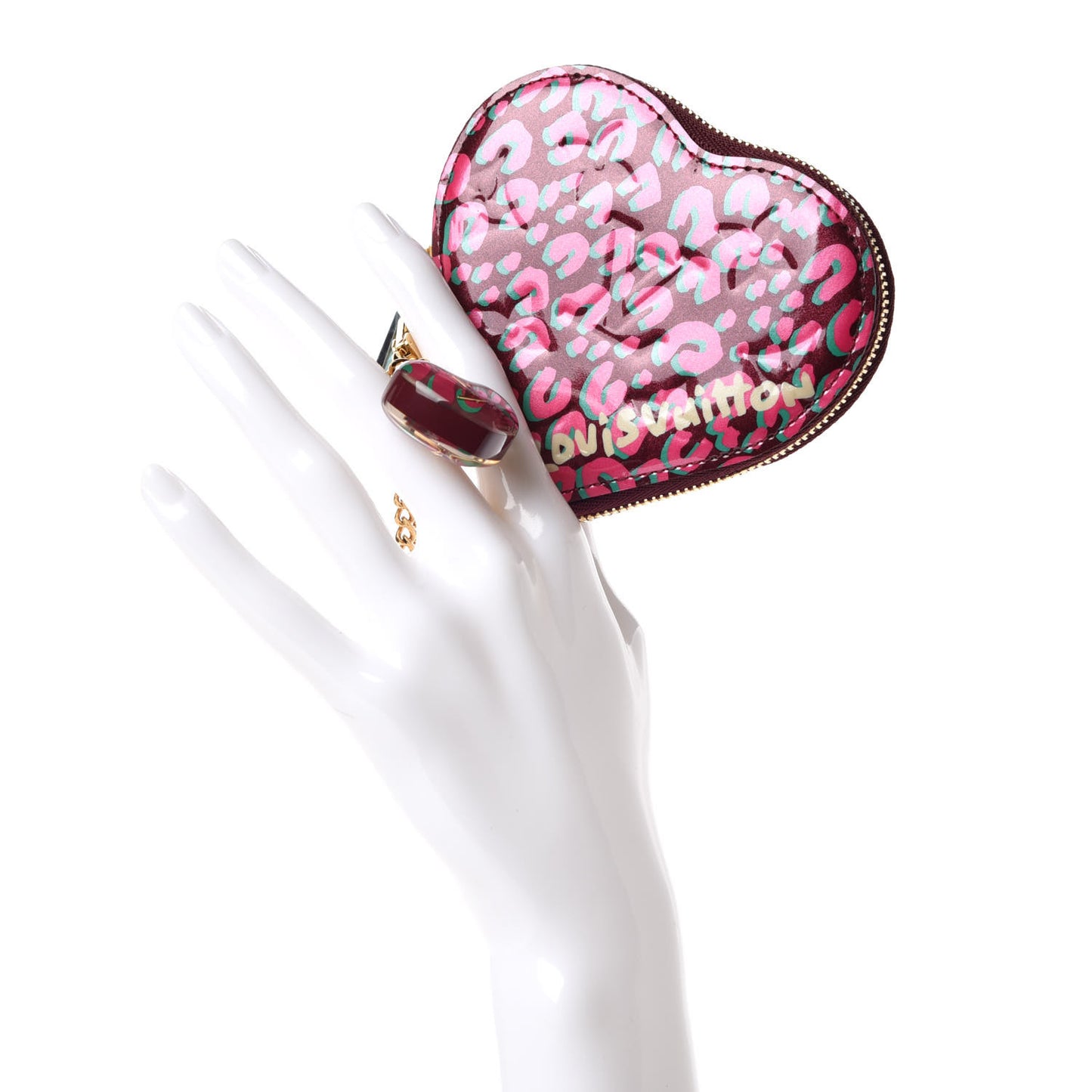 Vernis Leopard Coeur Heart Coin Purse Rouge Fauviste