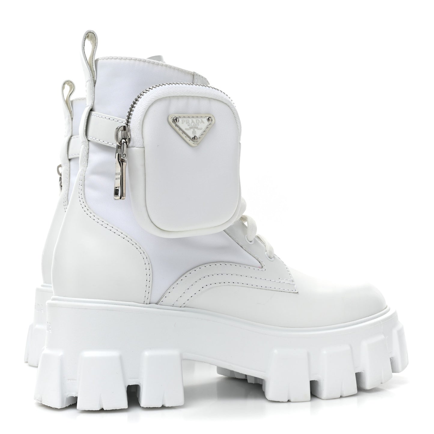 Spazzolato Rois Re-Nylon Metal Triangle Logo Monolith Pouch Pocket 55mm Boots 36 White
