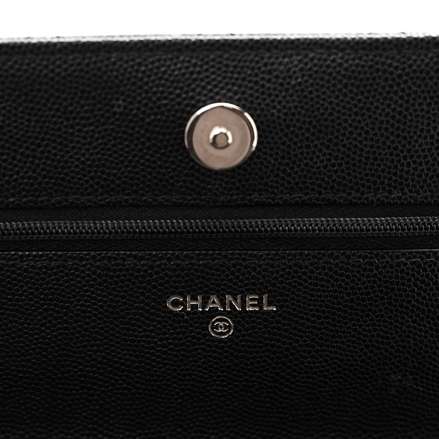 Chanel Caviar Quilted Striated CC Wallet On Chain WOC Black 6 of 11