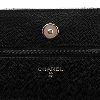 Chanel Caviar Quilted Striated CC Wallet On Chain WOC Black 6 of 11