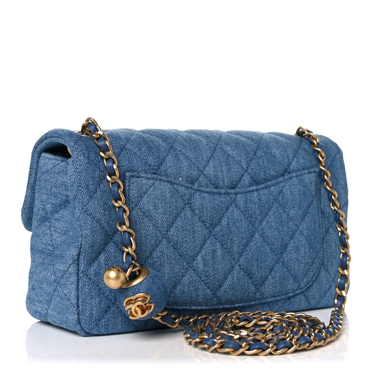 Chanel Denim Quilted Mini Pearl Crush Rectangular Flap Blue 3 of 10