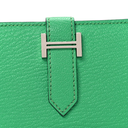 Hermes Chevre Mysore Bearn Card Holder Wallet Vert Comics 7 of 9