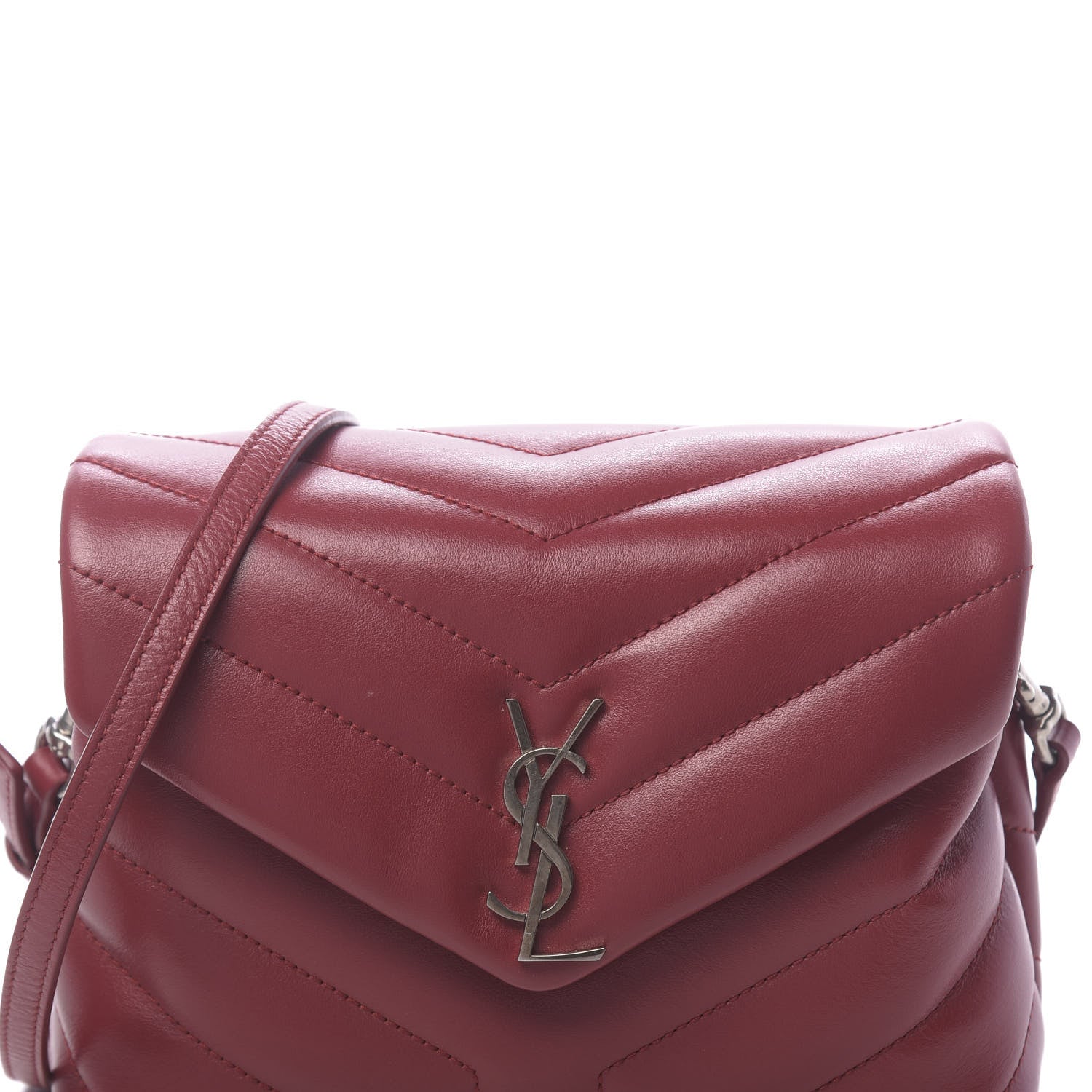 Saint Laurent Calfskin Y Quilted Monogram Toy Loulou Crossbody Bag New Lipstick 9 of 10