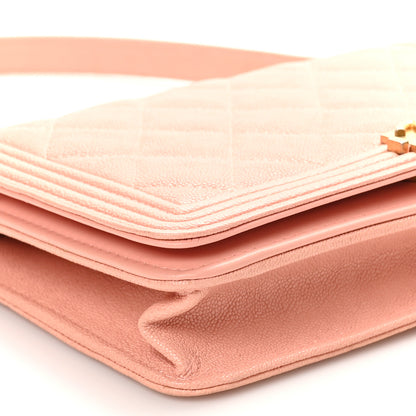 Chanel Caviar Quilted Boy Wallet On Chain WOC Pink 9 of 11