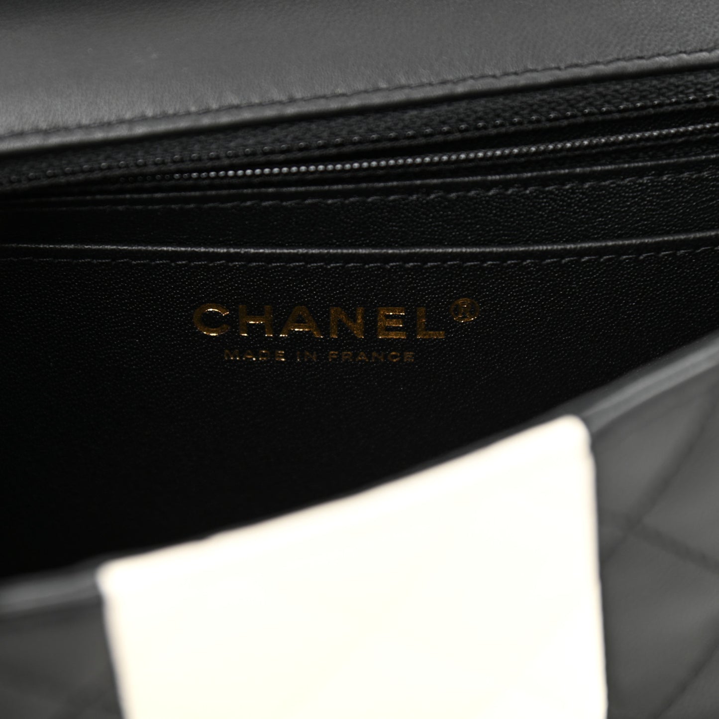 Lambskin Quilted Mini Rectangular Flap Black White