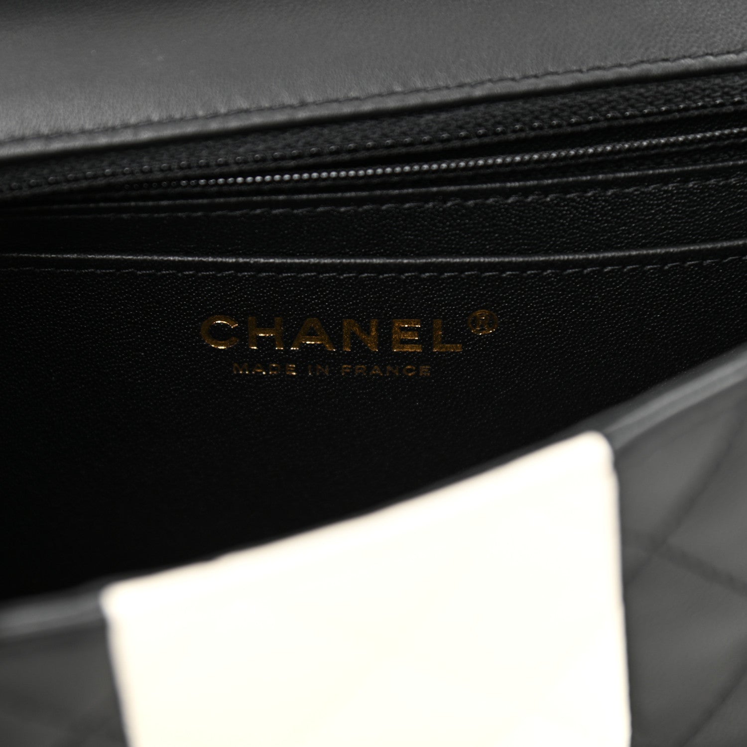 Chanel Lambskin Quilted Mini Rectangular Flap Black White 6 of 10