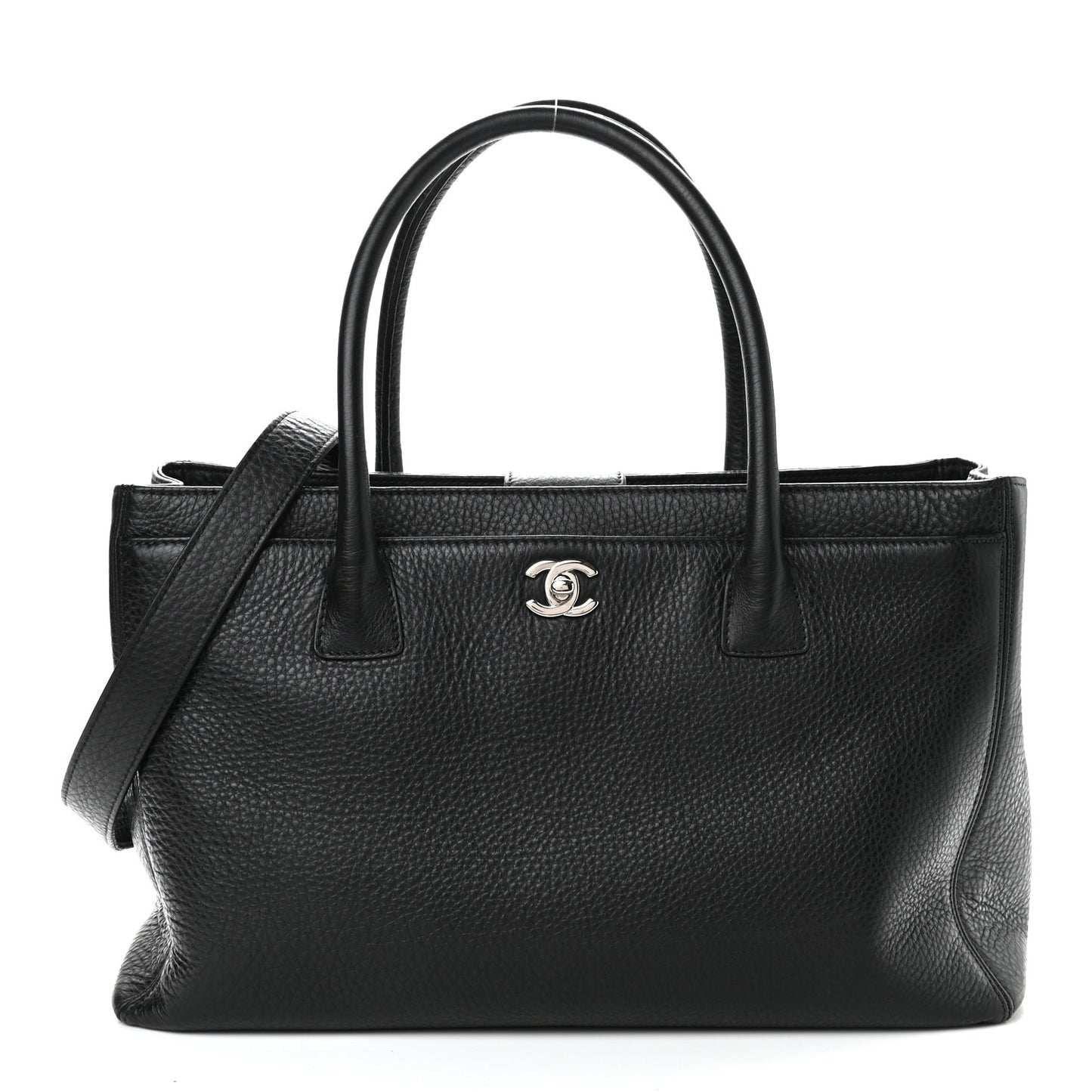 Calfskin Cerf Executive Shopper Tote Black