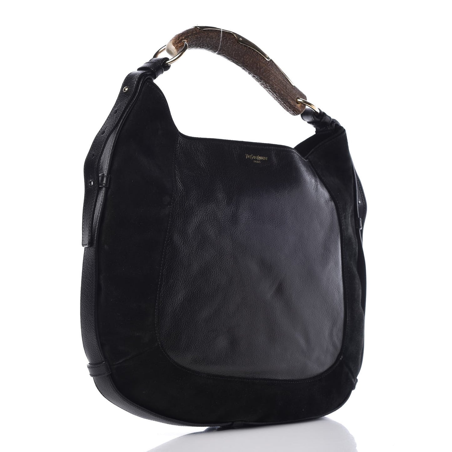 Suede Studded Y Mombasa Horn Bag Black