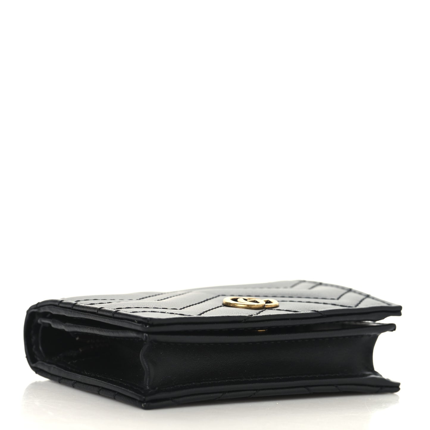 Calfskin Matelasse GG Marmont Card Case Wallet Black