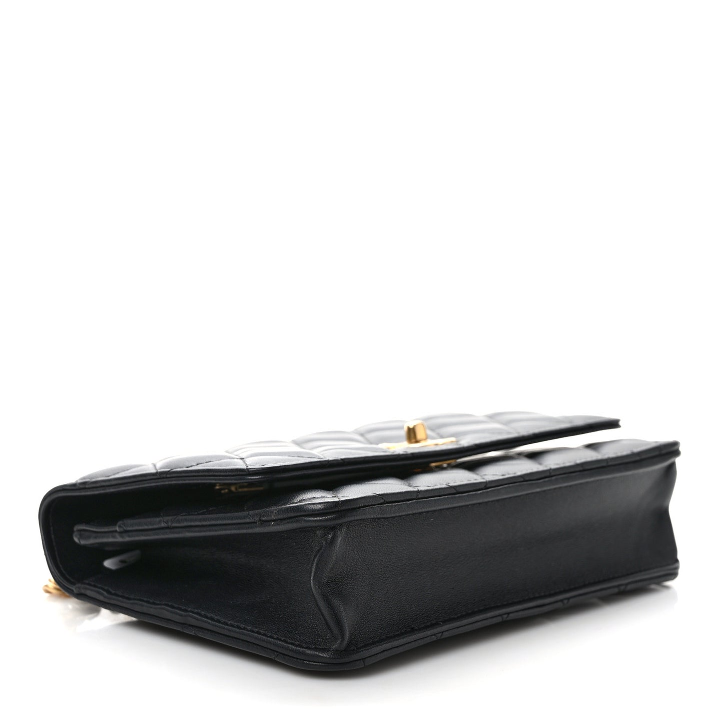 Lambskin Quilted Sweet Camellia Wallet on Chain WOC Black