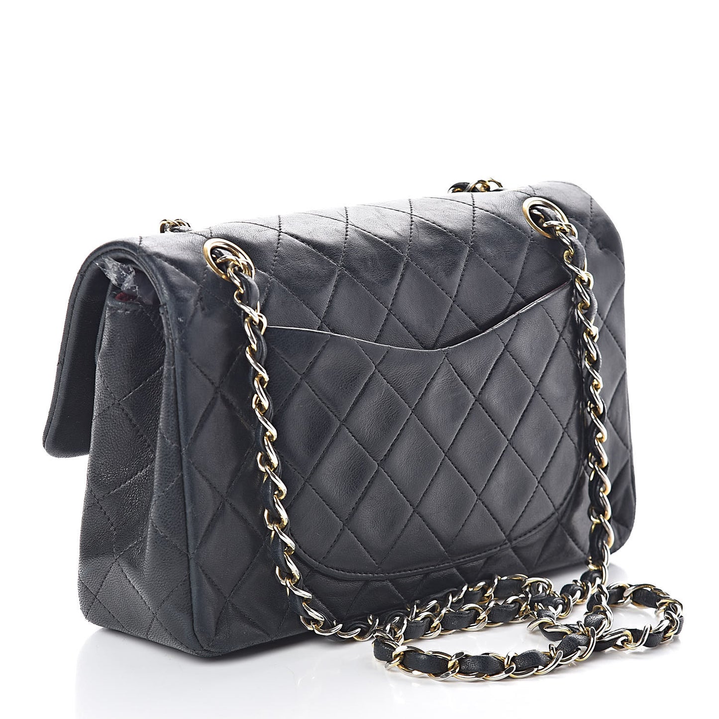 Lambskin Quilted Small Double Flap Black
