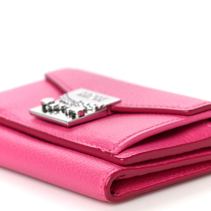 MCM Calfskin Tri-Fold Flap Wallet Pink 10 of 11