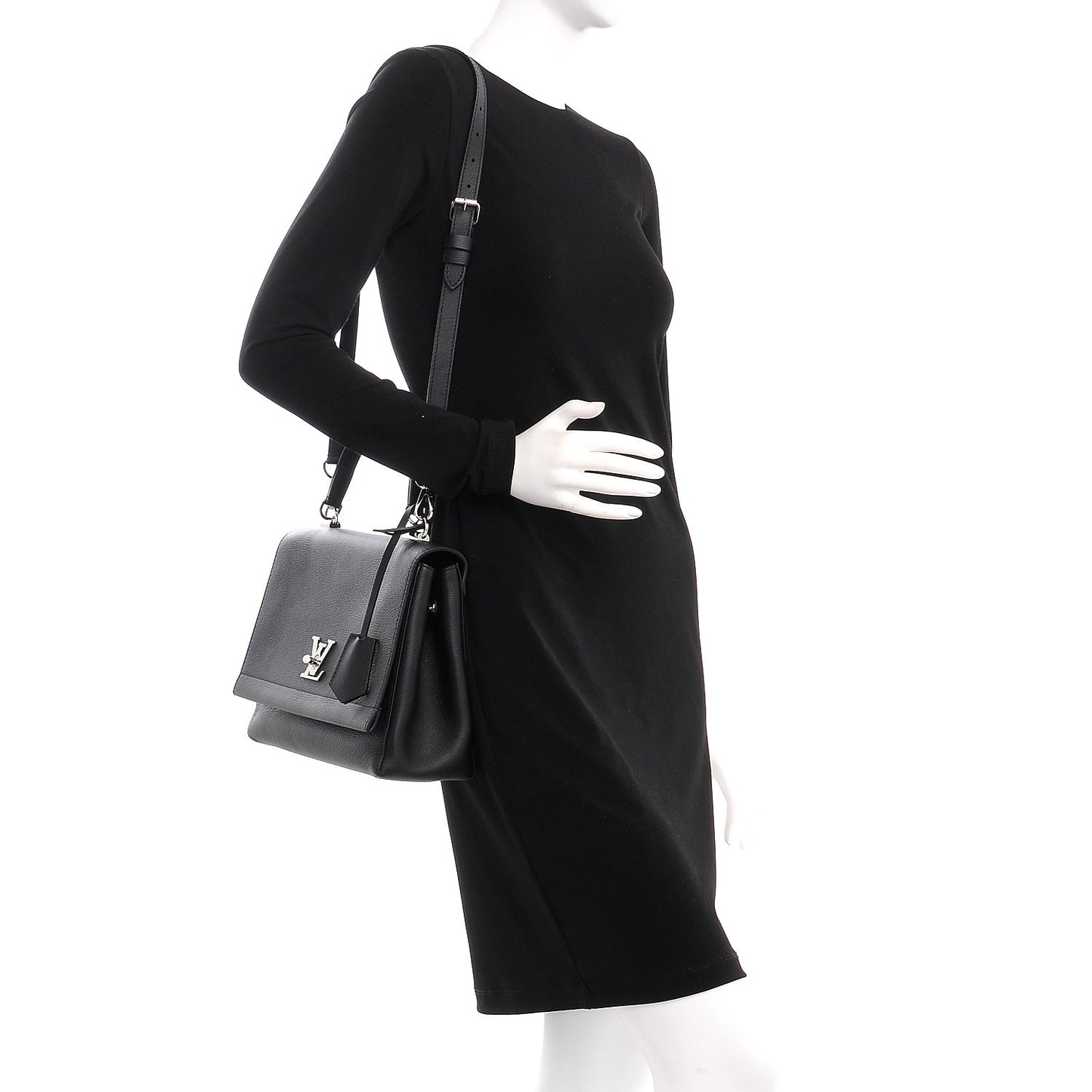 Soft Calfskin Lockme II Top Handle Black
