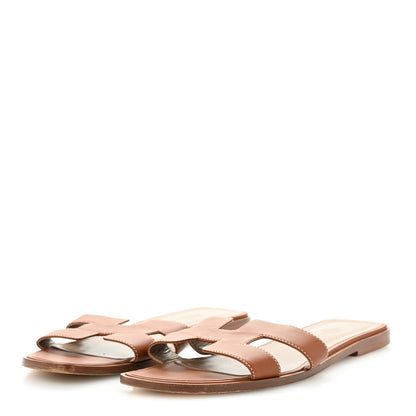 Hermes Box Calfskin Oran Sandals 42 Gold 4 of 9