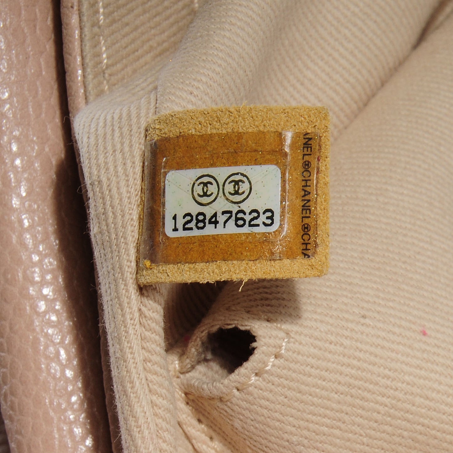 Caviar Half Moon Large Flap Beige Clair