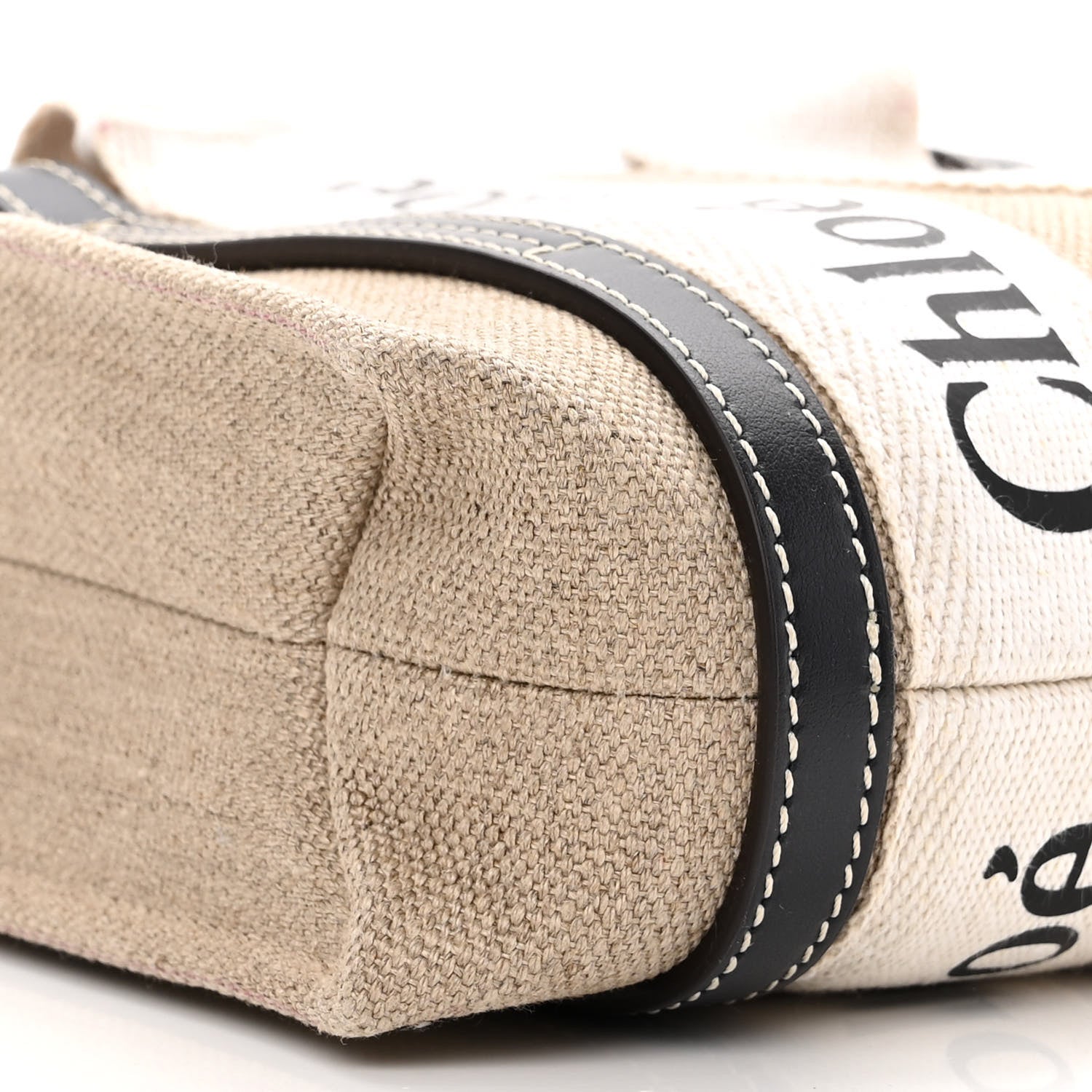 Chloe Cotton Calfskin Mini Woody Ribbon Tote White Blue 8 of 12