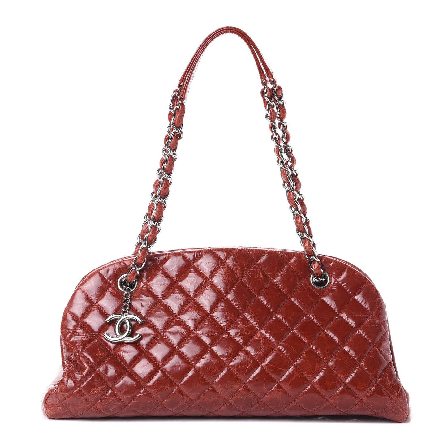 Glazed Calfskin Quilted Medium Just Mademoiselle Red