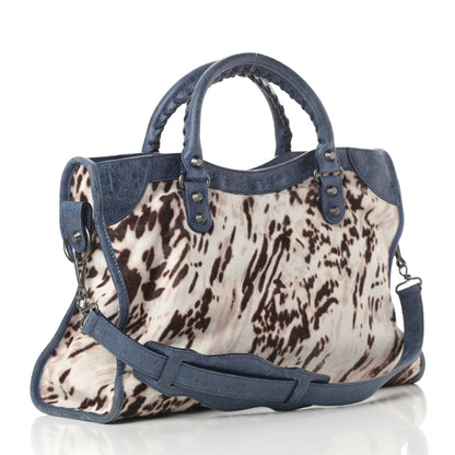 Balenciaga Agneau Pony Hair Leopard Print City Bleu Roi 3 of 14