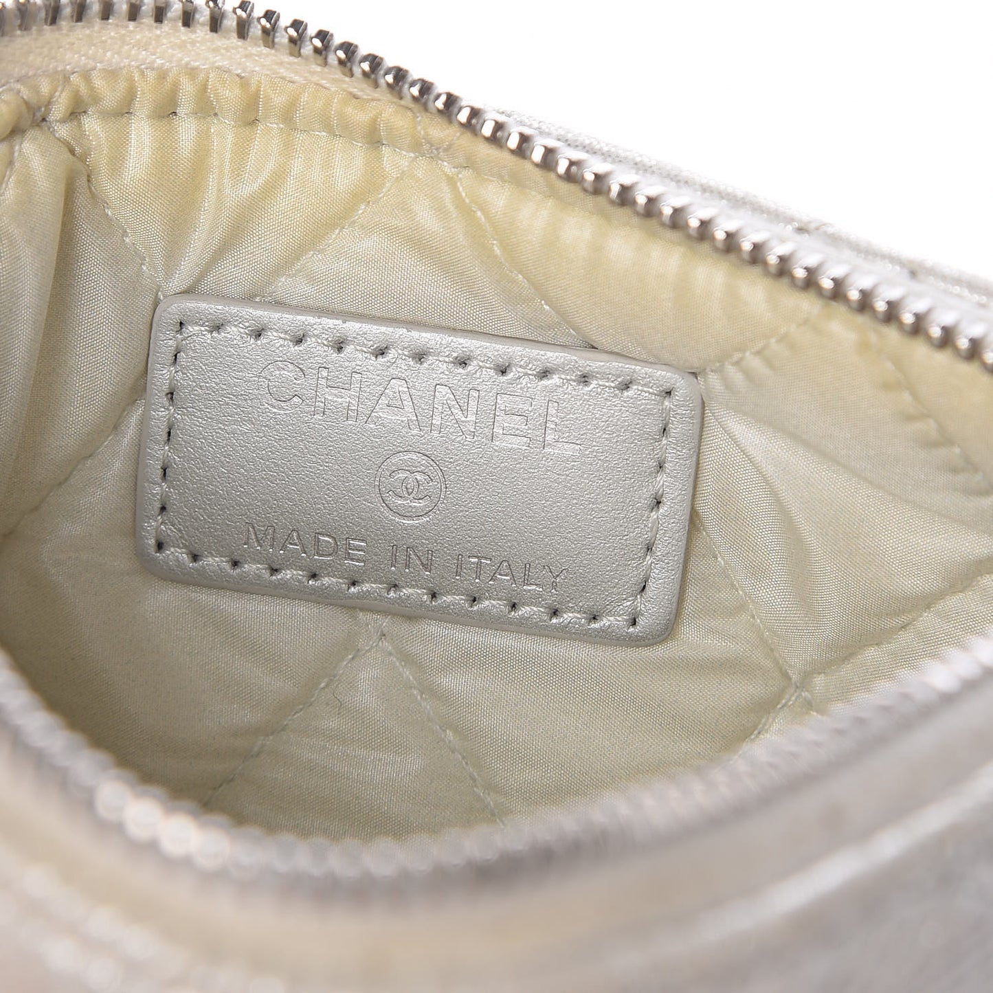 Metallic Lambskin Star Embossed Coin Purse Case Silver