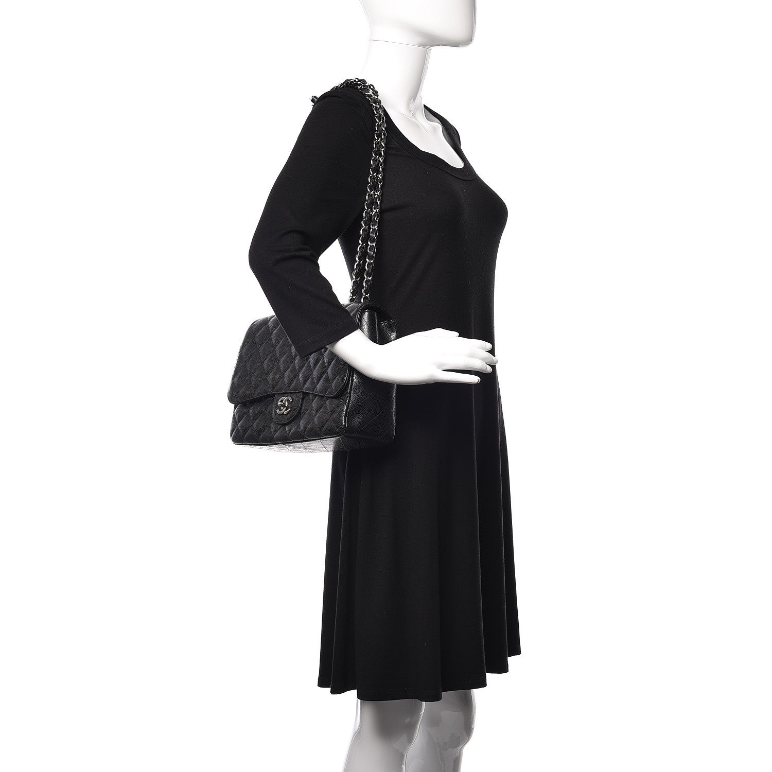 Chanel Caviar Quilted Jumbo Single Flap Black 2 of 11
