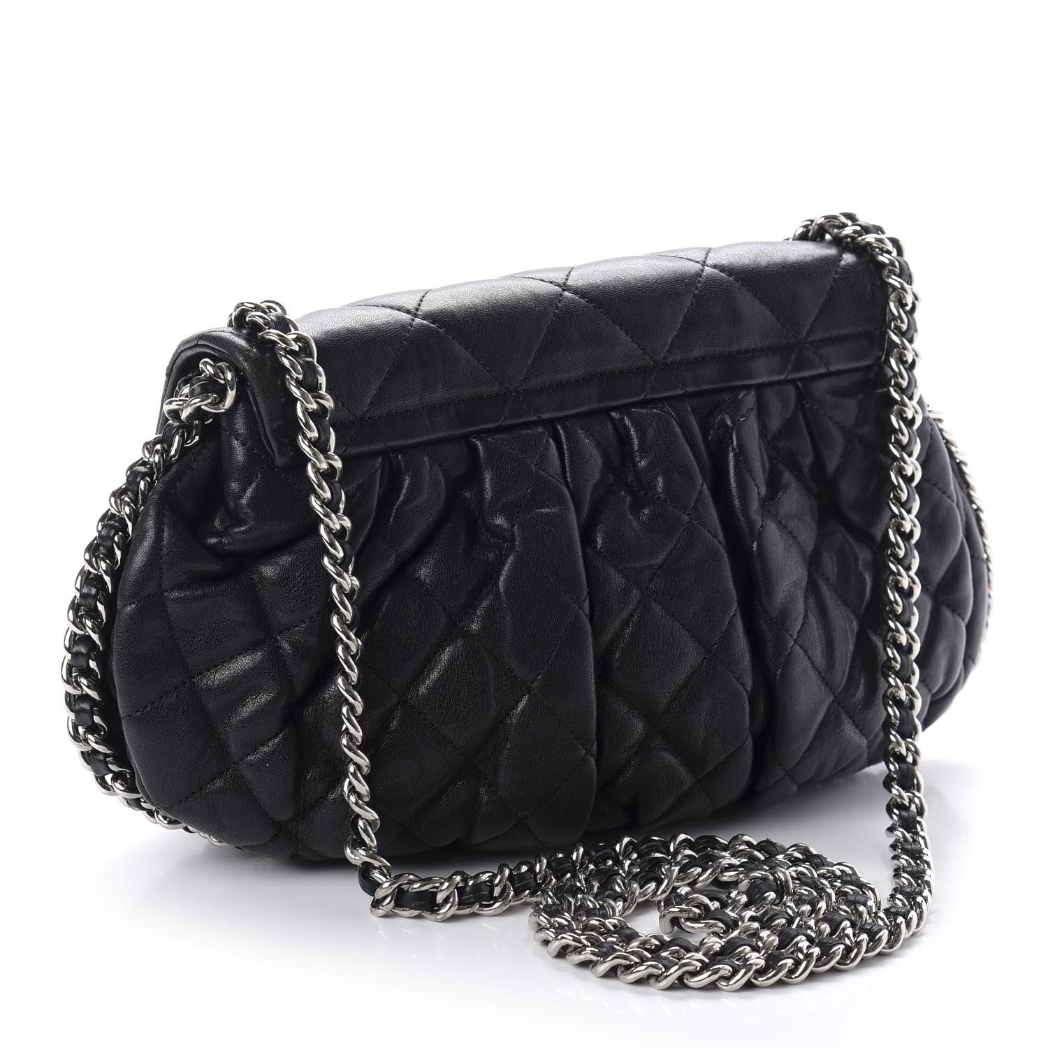 Chanel Washed Lambskin Quilted Medium Chain Around Messenger Black 3 of 11