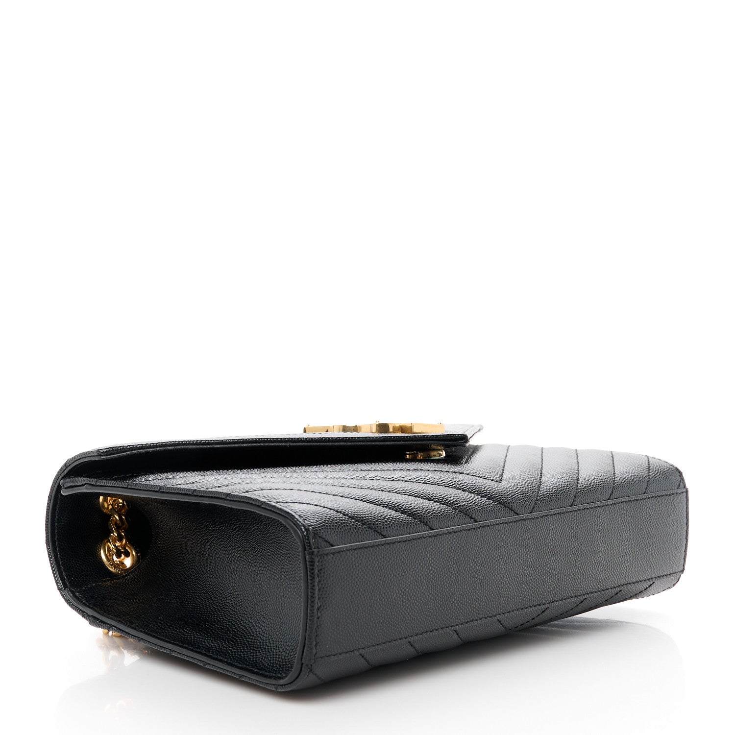 Saint Laurent Grain De Poudre Matelasse Chevron Medium Monogram Satchel Black 4 of 11