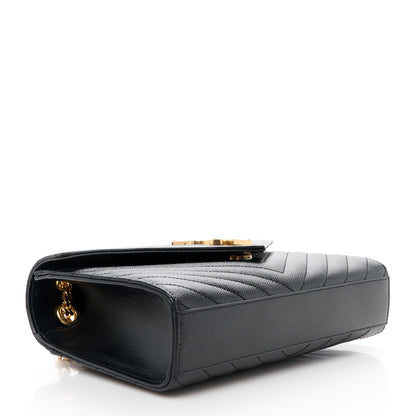 Saint Laurent Grain De Poudre Matelasse Chevron Medium Monogram Satchel Black 4 of 11