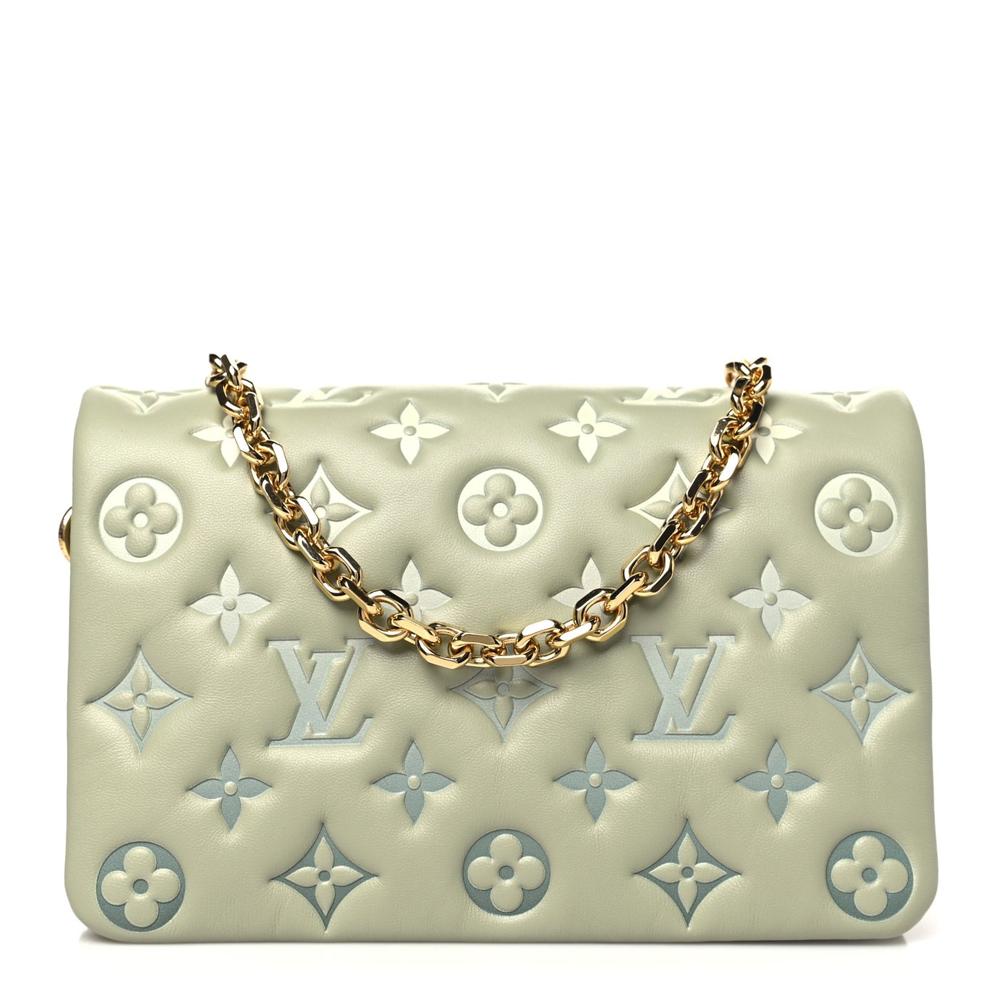 Lambskin Embossed Monogram Pochette Coussin Green