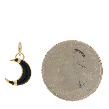 Foundrae 18K Yellow Gold Black Onyx Small Water Astrology Crescent Medallion Pendant 2 of 5