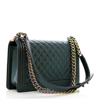 Chanel Iridescent Goatskin Quilted New Medium Boy Flap Green 3 of 10
