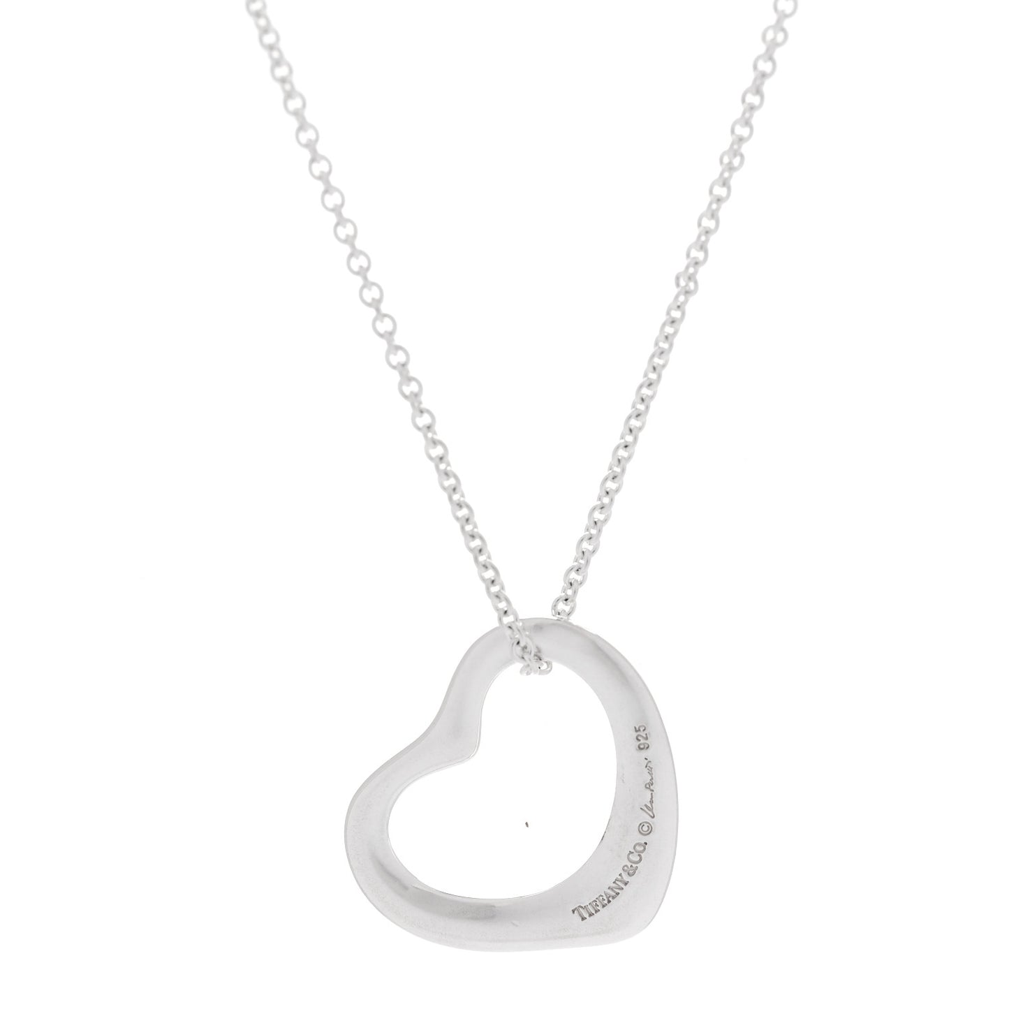 Sterling Silver 22mm Elsa Peretti Open Heart Pendant Necklace